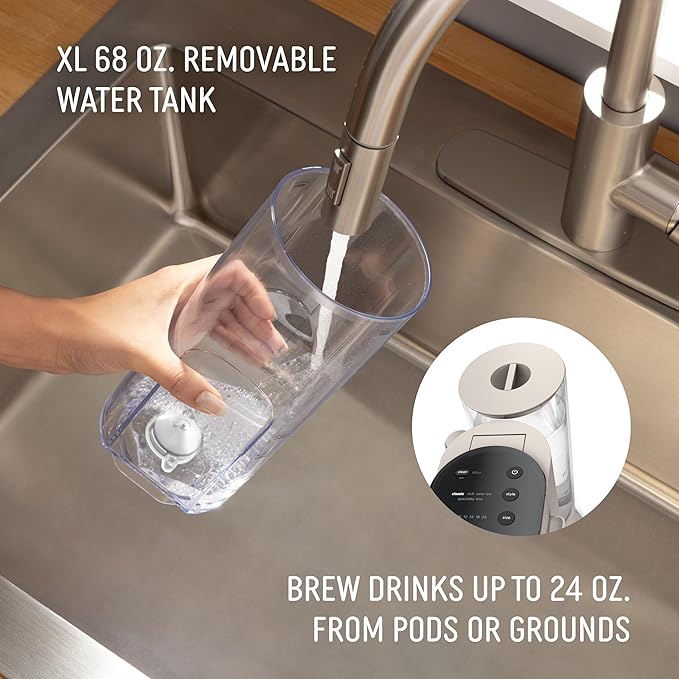 Ninja Pod & Grounds, XL Coffee Maker, K-Cup Compatible, Stone, PB055AST