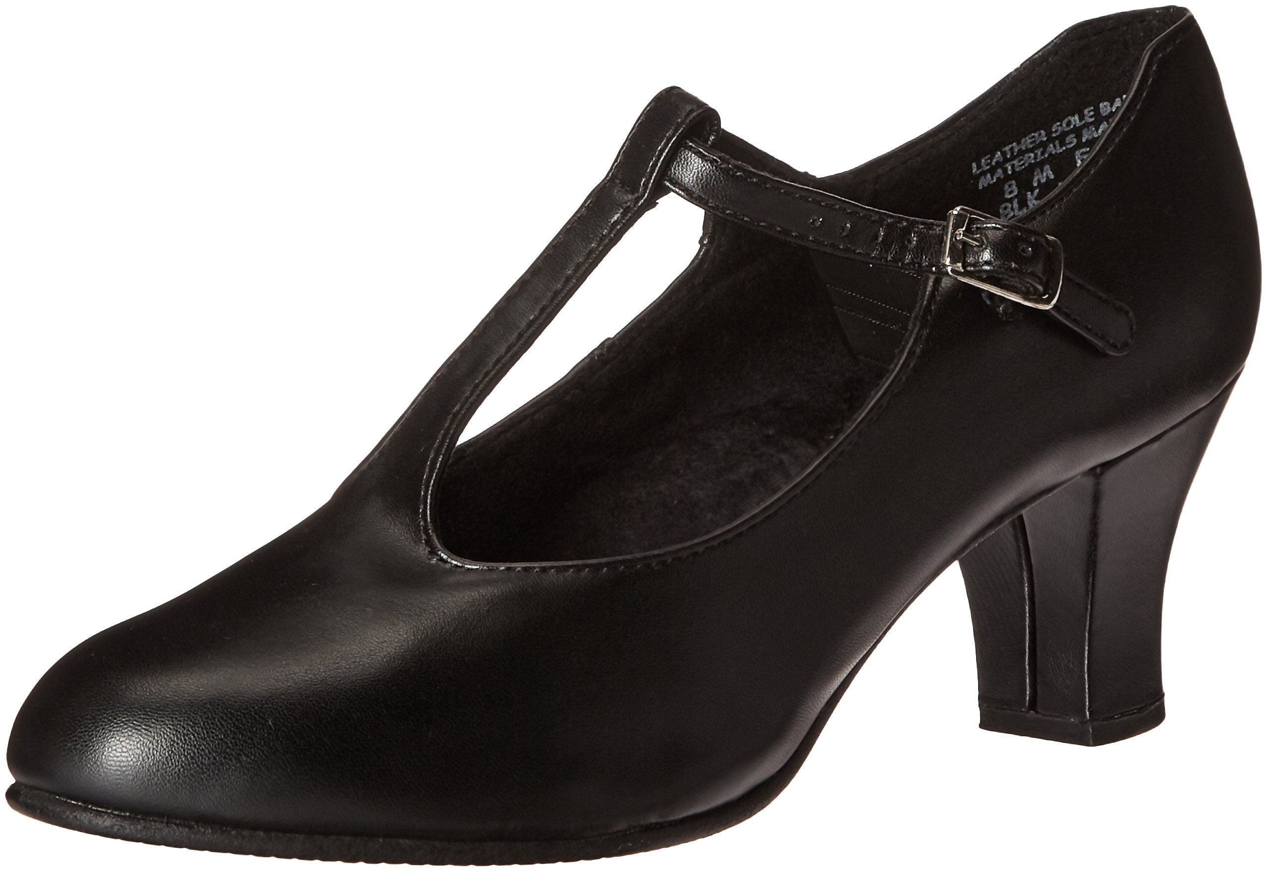 Capezio Jr. Footlight T-Strap Character Shoe, Black, 6 W