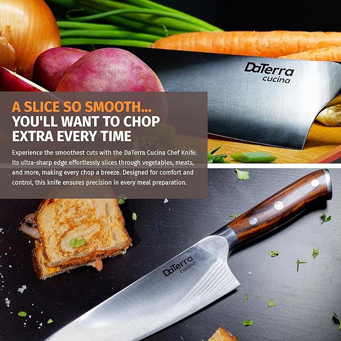 DaTerra Cucina - 8'' German Steel Chef Knife with Ergonomic Rosewood Handle