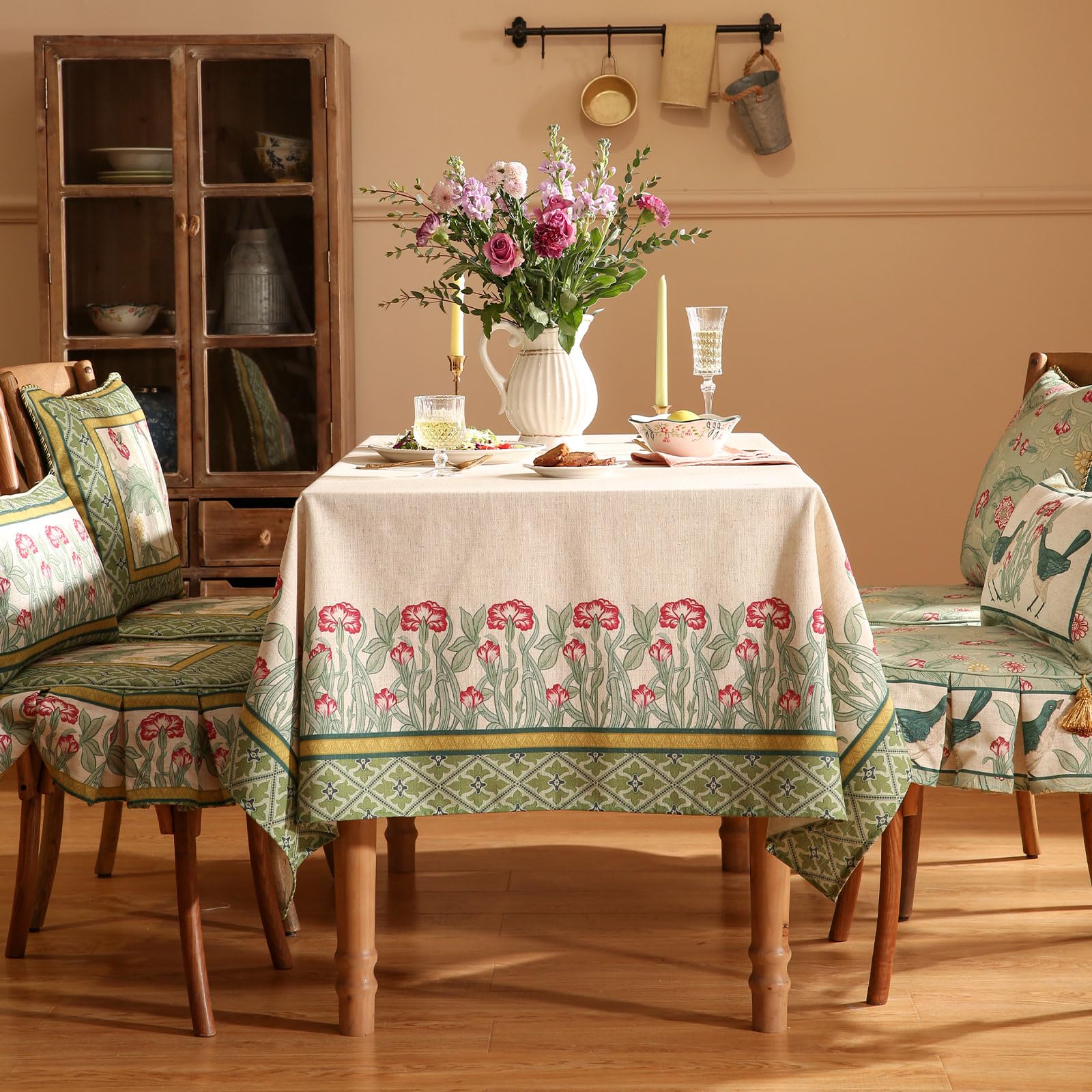 patdrea Vintage French Linen Tablecloth,Square,55"x55"-Cecilia D