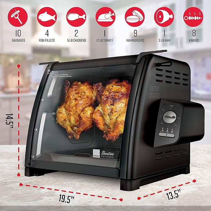 Ronco 5500 Series Countertop Rotisserie Oven, 12-lb Capacity, Black