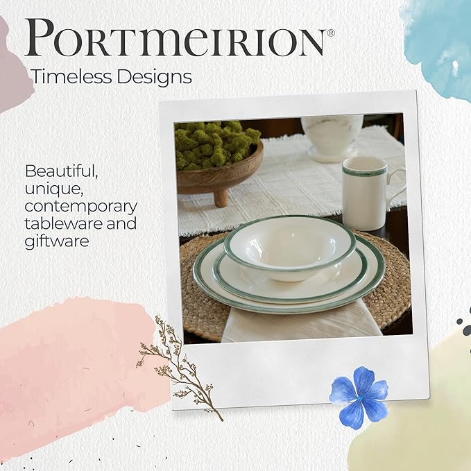 Portmeirion Potter's Brushstroke Dinner Plate - Green, Set of 4