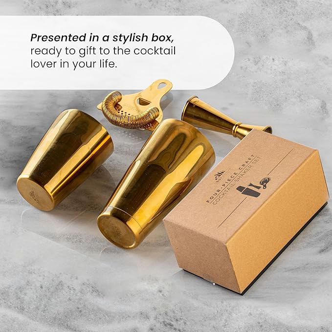 A Bar Above 4 Piece Cocktail Shaker Set with Cocktail Course Included