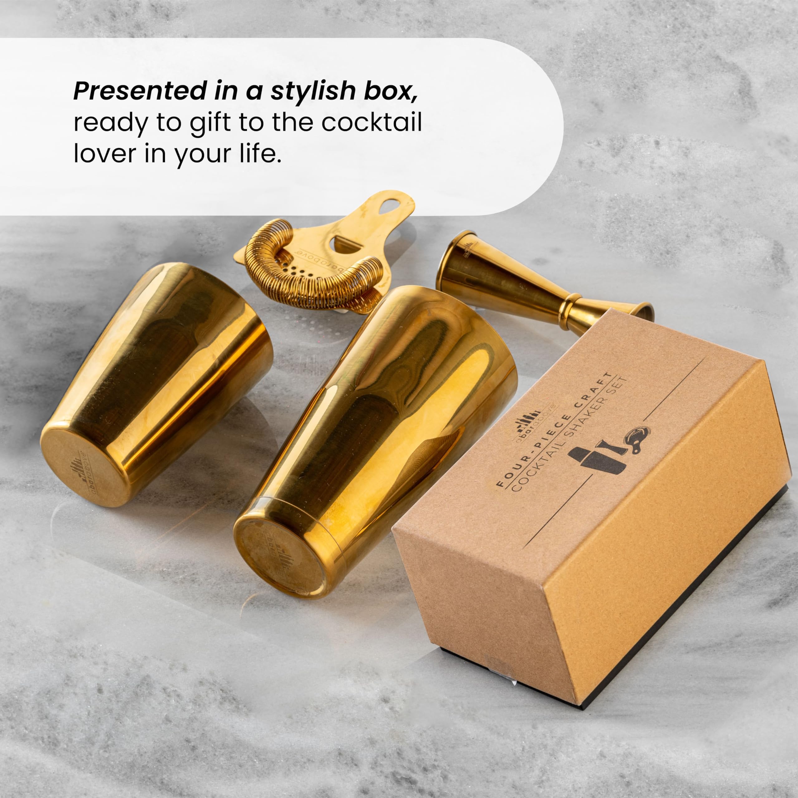 A Bar Above 4 Piece Cocktail Shaker Set with Cocktail Course Included