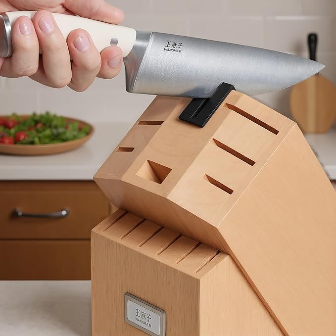 WANGMAZI 15-Pcs Knife Block Set, Ultra Sharp