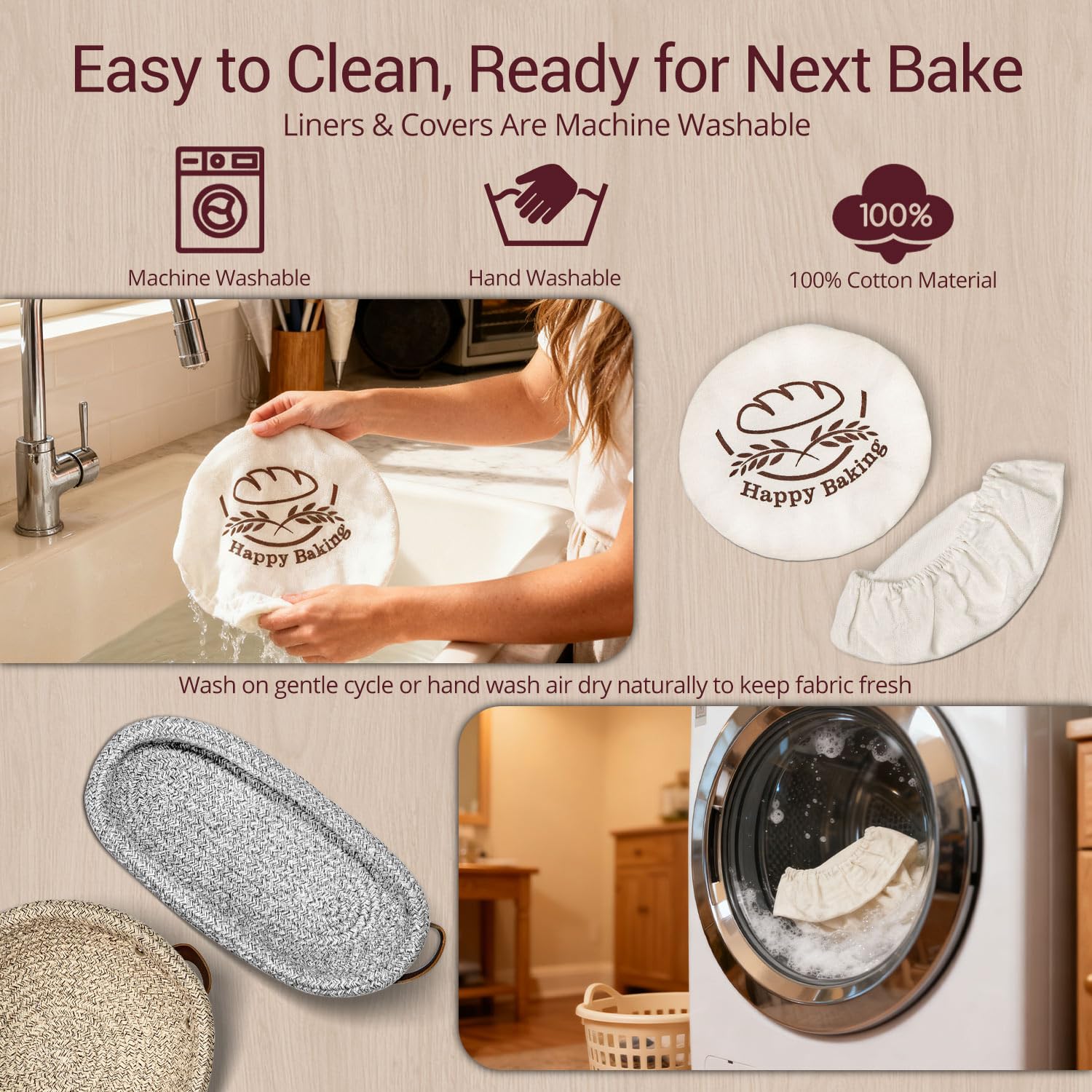Proofing Basket Banneton Bread Basket Cotton Rope Sourdough Proofing Basket