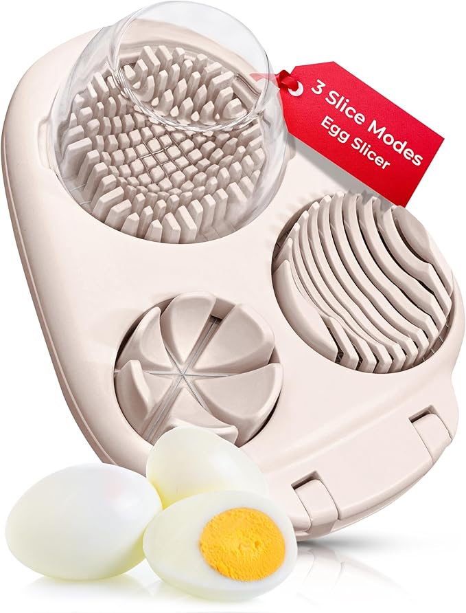 Egg Slicer for Hard Boiled Eggs - 3 Slice Modes Egg Cutter, Dicer, Chopper