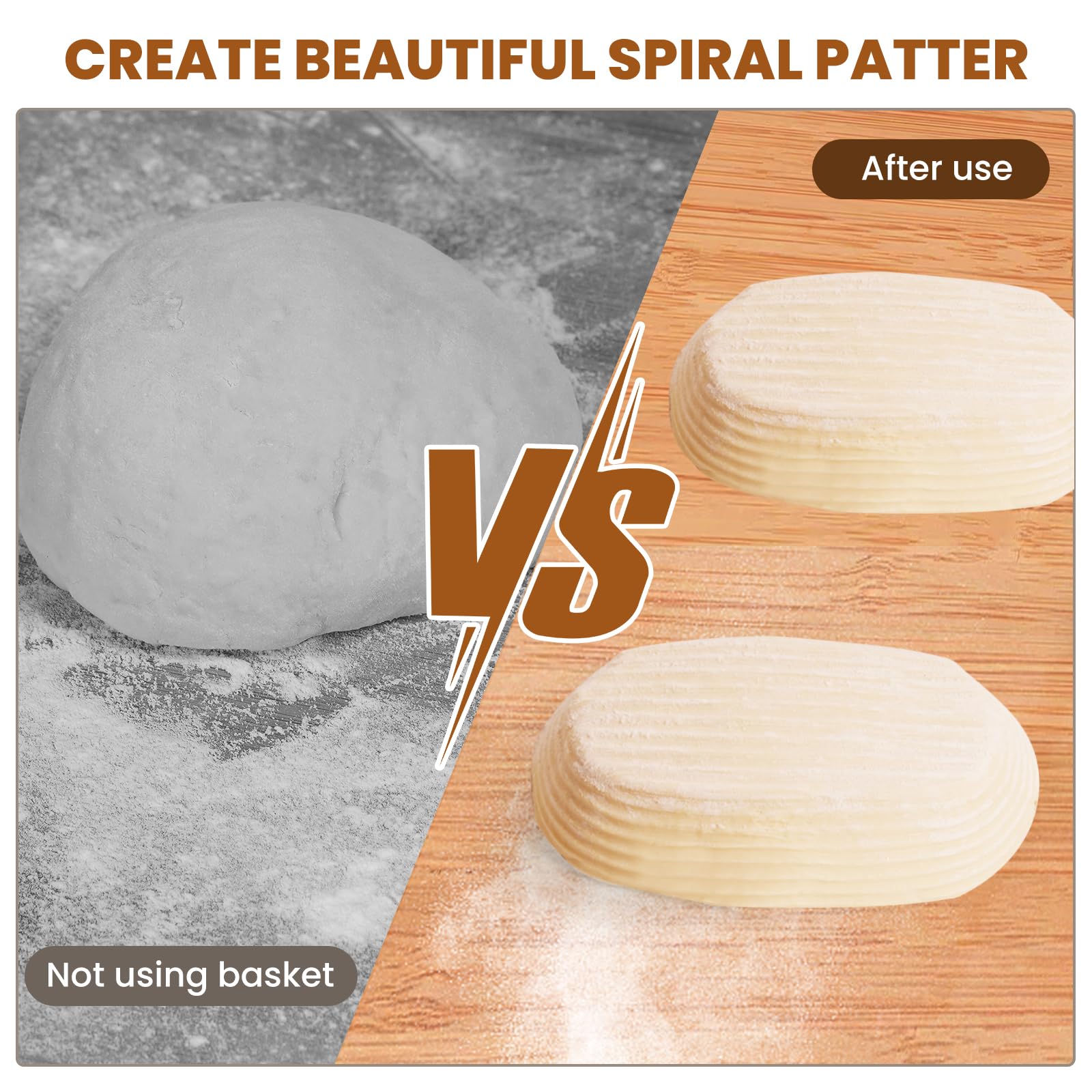 6 Inch Oval Banneton Bread Proofing Basket Set of 6, Kikcoin Mini Sourdough Bread Baking Supplies, Small Banneton Basket Proofing Baskets for Sourdough Bread Baking