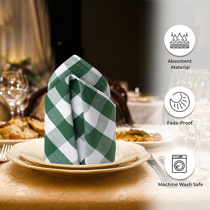 Urban Villa Cloth Napkins Cotton 20x20 (Set of 12) Hunter White