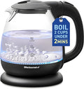 Elite Gourmet EKT1001B 1.0L Electric Glass Kettle, 1100W, Graphite Black