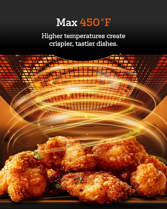 Grano Care Stainless Steel Air Fryer 6 Qt, Ceramic glaze Air Fryer, Stainless Steel Housing& Full Metal Inner Pot, PTFE and PFAS Free, 9 Digital One-Touch Cook Functions,120°F~450°F, 1700W