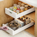 HBL' 1 Pack | 21" Deep Pull Out Cabinet Organizer Adhesive, 12-Inch Wide Sturdy Carbon Steel Roll-Out Drawers, Designed for Frameless Cabinets, Slide-Out Shelves for Pantry.
