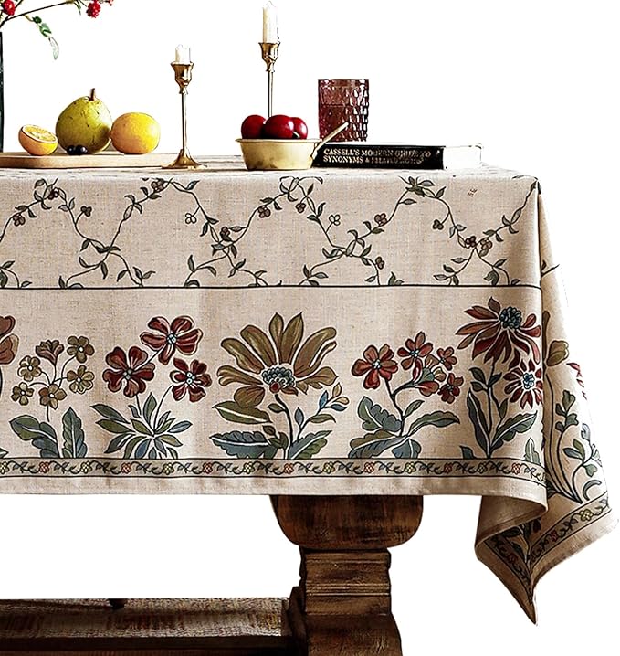 patdrea Vintage French Linen Tablecloth,Rectangular,79"x55"-Oliveirad