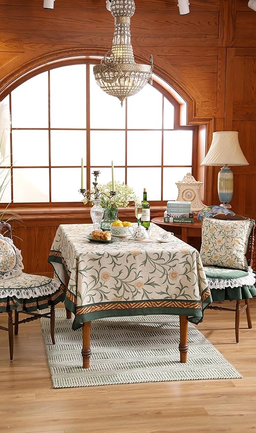 patdrea Vintage French Linen Tablecloth,Rectangular,71"x55"-Botticelli