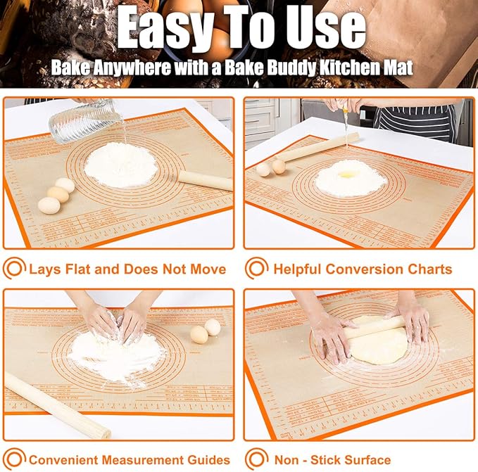 Silicone Pastry Mat 36X24 inch Baking mat Perfect for Dough, Pastry, Pie Crust, Fondant, Cookies, Bread, Pasta/Pizza,Pastry Board, Kitchen Counter Mat