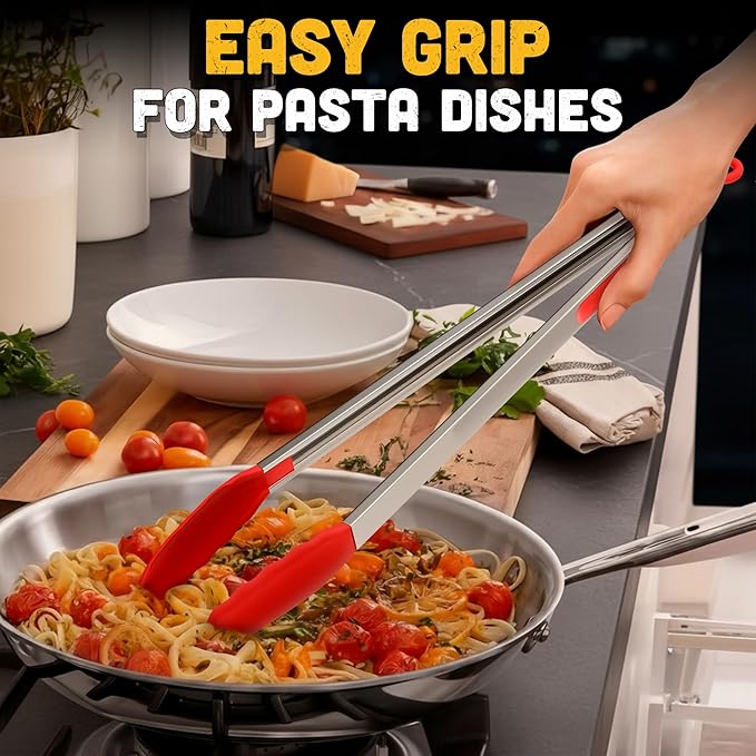17.3" Extra Long Tongs with Silicone Tip & Stainless Steel Frame