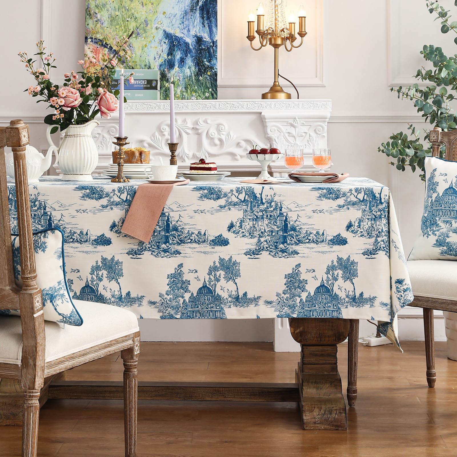 patdrea Elegant French Linen Tablecloth,Rectangular,94"x63"-Lucerne A