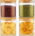 21 oz Glass Jars with Bamboo Lids, Airtight Food Storage Containers, 4 Pack