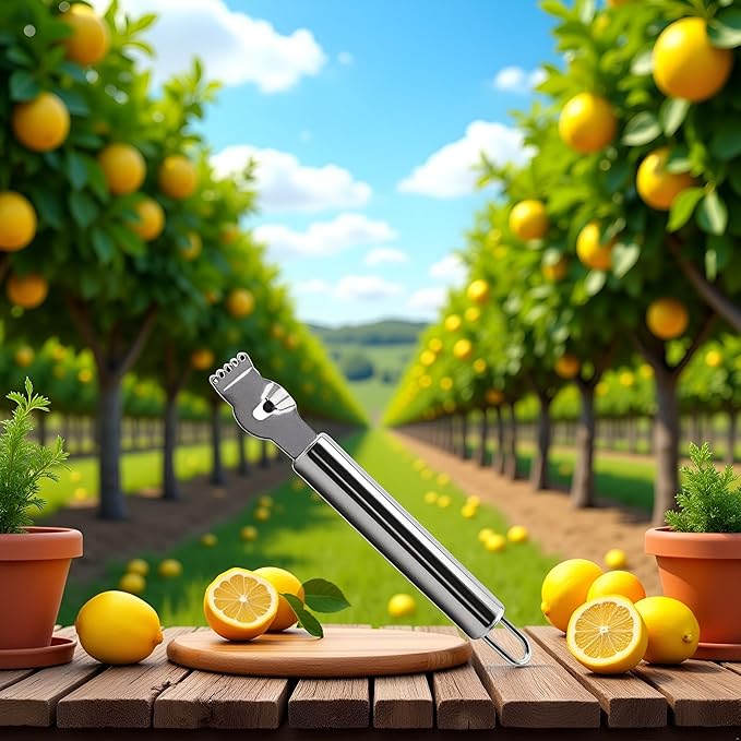 JJLFresheners Stainless Steel Lemon Zester Grater with Channel Knife and Hanging Loop Lemon Orange Citrus Zester Grater Grips Kitchen Tool Practical Processed Graters, Peelers and Slicers, 1, Silver