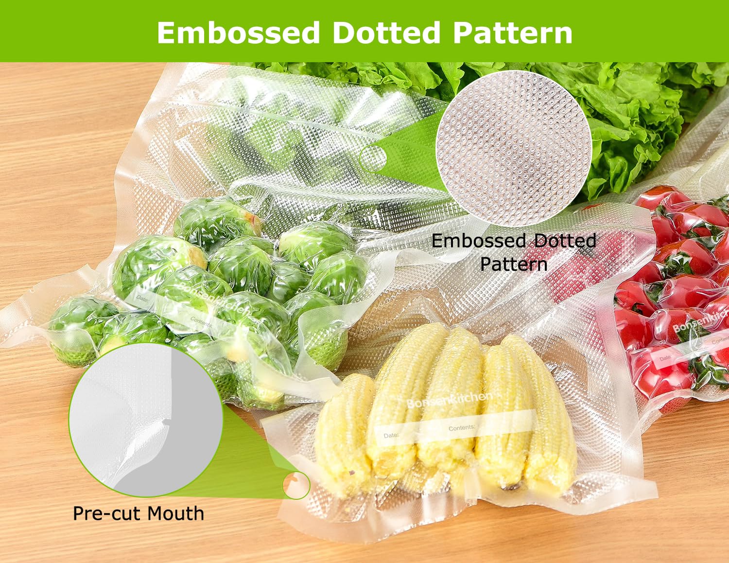 Bonsenkitchen Vacuum Sealer Bags, Commercial Grade, BPA Free