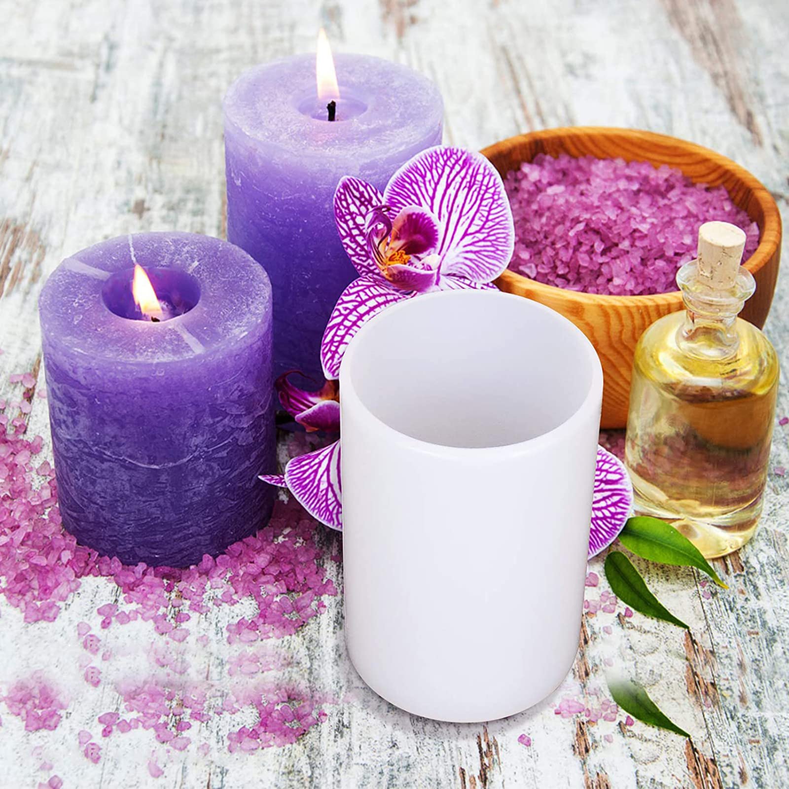 2 Pack Silicone Resin Flower & Candle Mold - Round & 3D Cylinder Molds for Handmade Candles & Soap