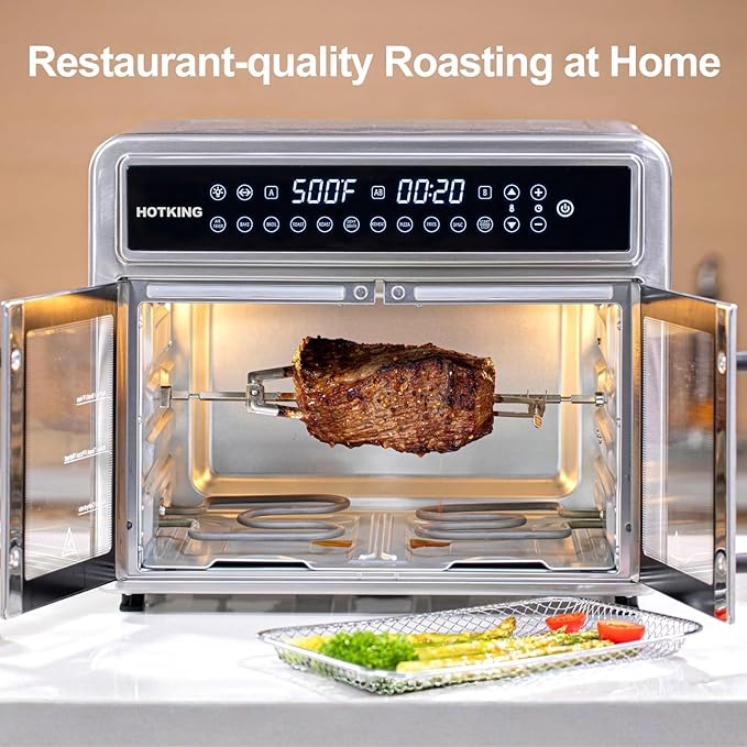 HotKing Dual-Zone Air Fryer Toaster Oven Combo, 28 QT XL Convection Oven