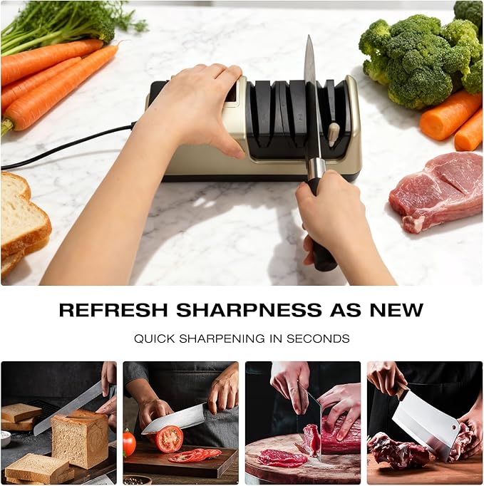 Ceelpeopar Electric Knife Sharpener for Kitchen, 3-Stage, LCD Screen