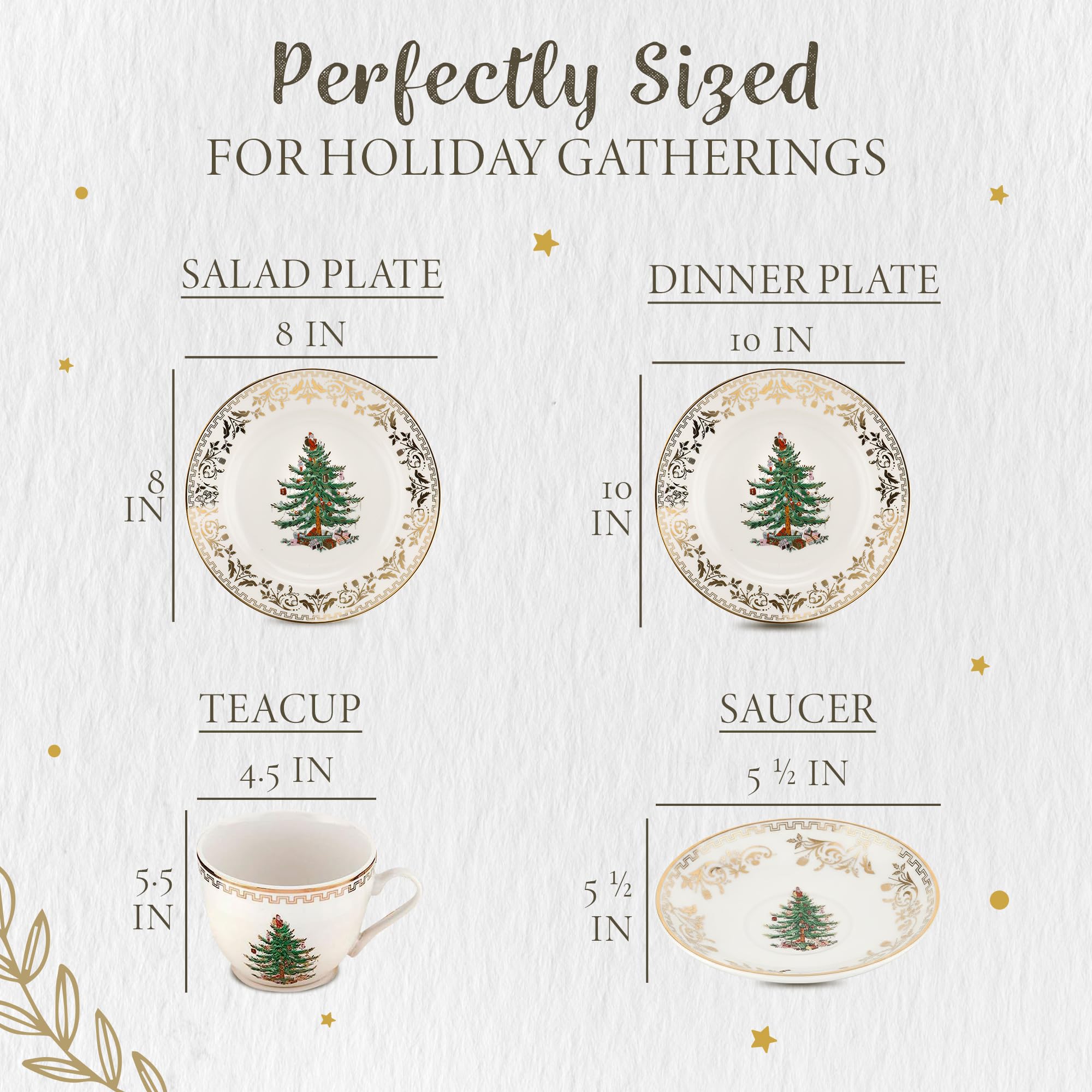 Spode Christmas Tree Gold 4-Piece Place Setting - 7 Oz, Set of 4