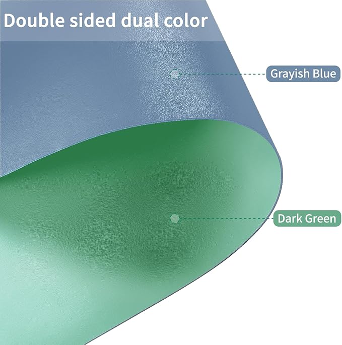 Zinkooat Faux Leather Table Cover,1.8mm Thick,30x60 Inch Desk Cover,Large Desk Mat,Table Protector,Table Cover Protector,Rectangular Table Cover(Grayish Blue+Dark Green,30x60)