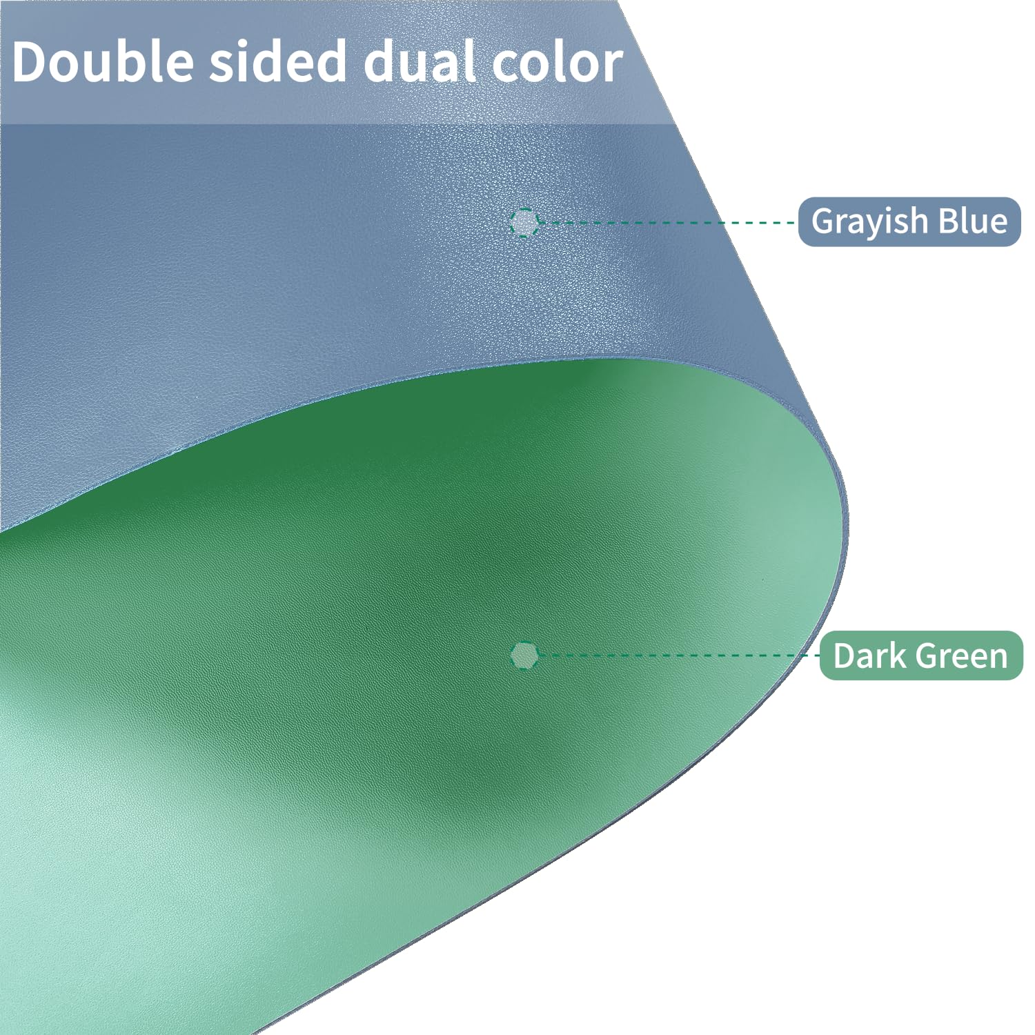 Zinkooat Leather Desk Mat,1.8mm Thick,15.75x63 Inch Desk Cover,Desk Protector Mat,Dresser Cover Top,Nail Table Mat,Dresser Cover,Quartz Countertop Protector(Grayish Blue+Dark Green,15.75x63)