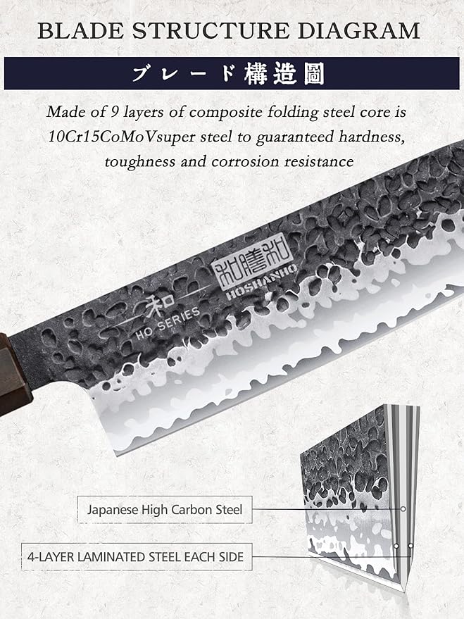 HOSHANHO 7" Santoku Knife, Japanese High Carbon Steel Kitchen Chef Knife