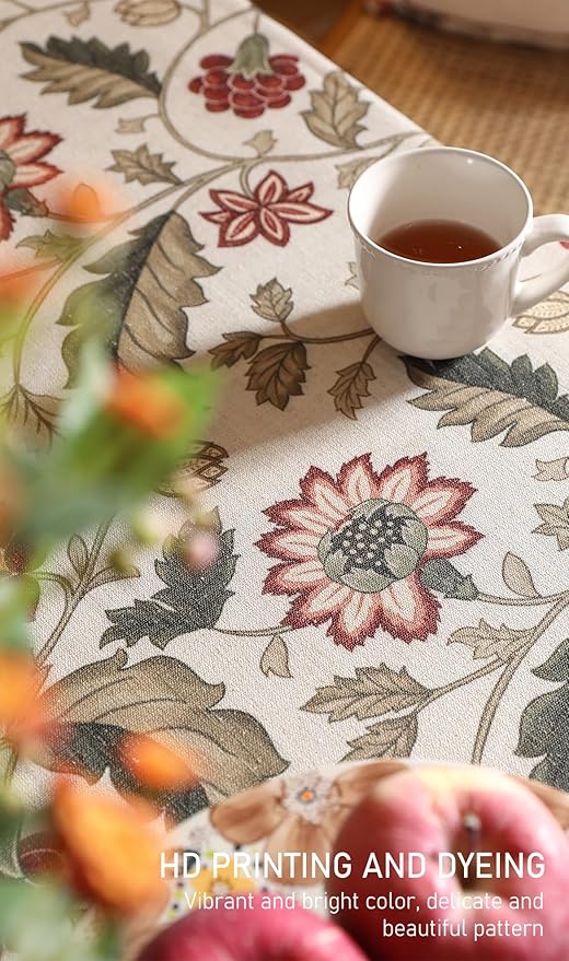 ISAENNE Designer Vintage Linen Square Small Tablecloth,55"x55"-Ratina