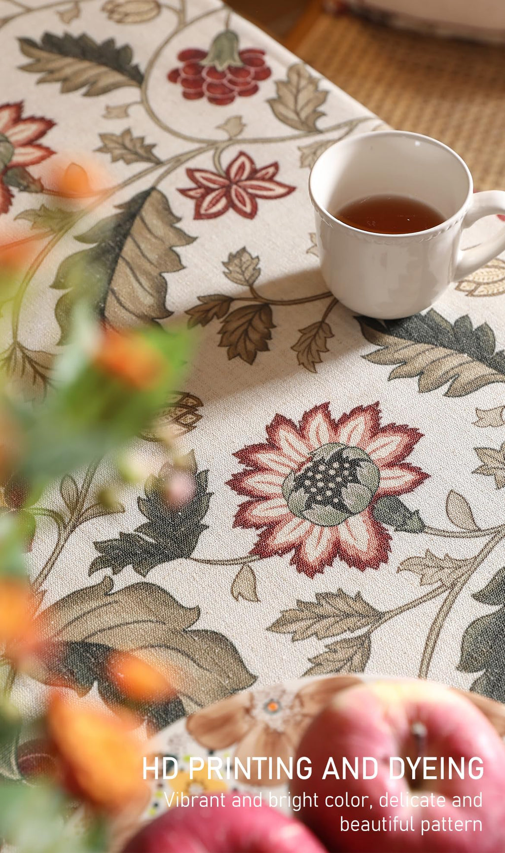 ISAENNE Designer Vintage Linen Tablecloth Rectangular,79"x55"-Ratina