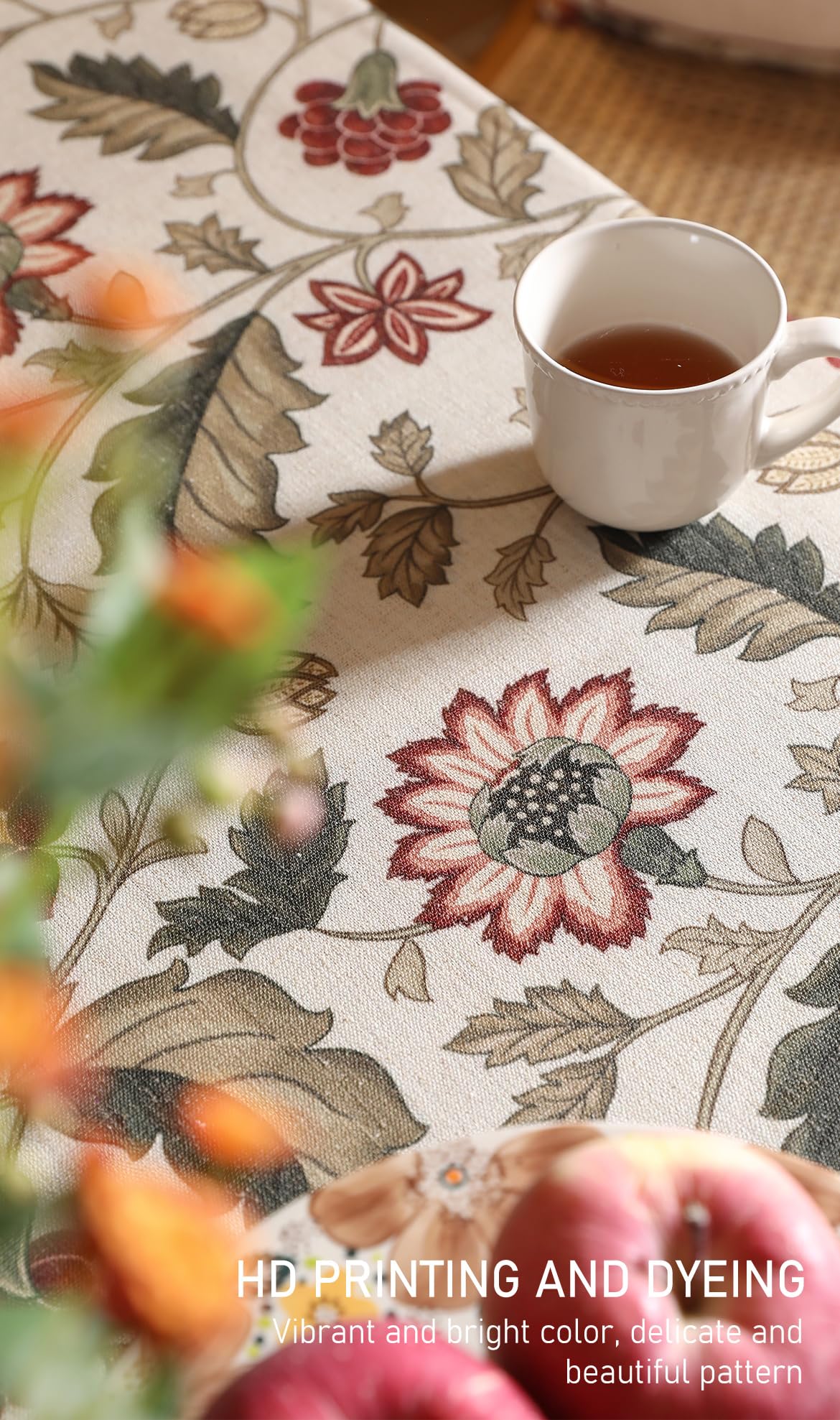 ISAENNE Designer Vintage Linen Tablecloth Rectangular,79"x55"-Ratina