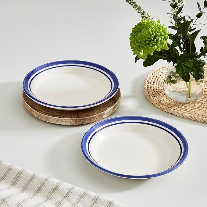 Portmeirion Potter's Stripe Salad Plate - Blue, Set of 4