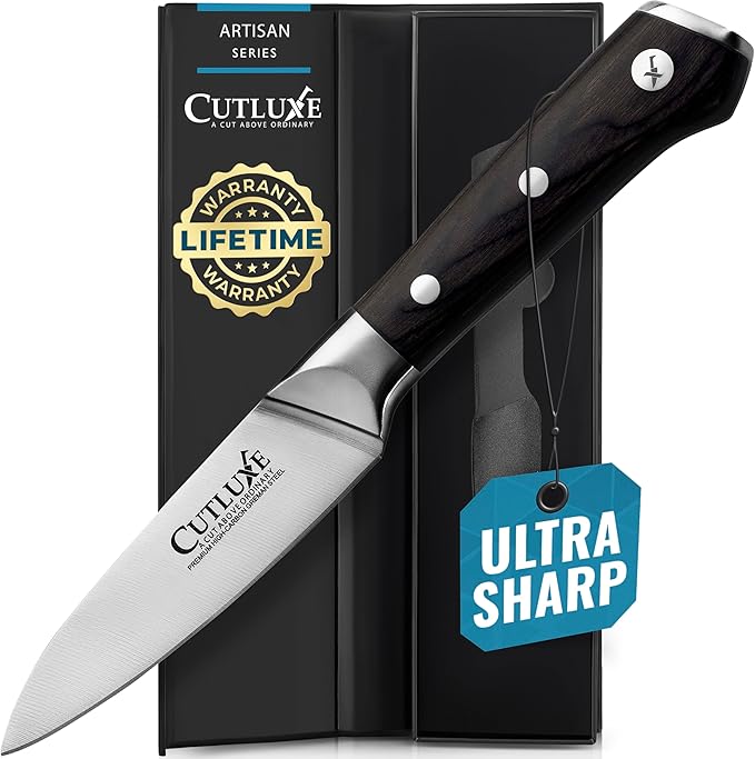 Cutluxe Paring Knife, 3.5" Small Kitchen Peeling Knife – Razor Sharp