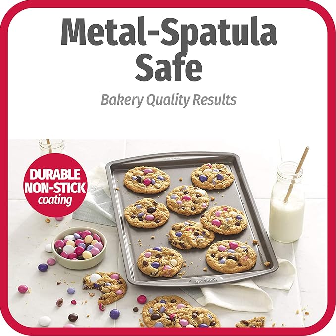 GoodCook Everyday Baking Sheet Set Nonstick Carbon Steel Standard-Sized Cookie Sheets for Even Baking, Bakeware Set Includes 3 Pans with Scratch-Resistant Finish, 13x9-Inch, Gray