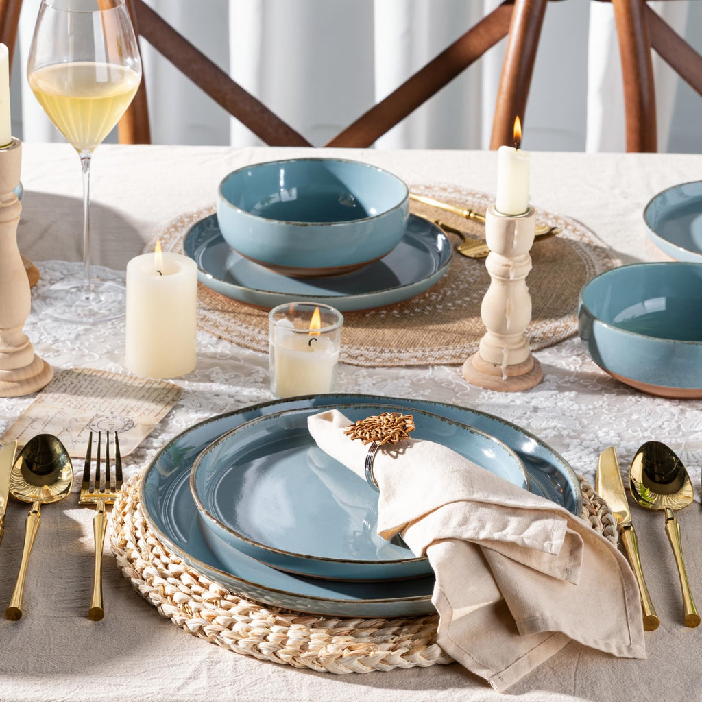 AmorArc Dinnerware Sets for 4, 12 Pieces Ceramic Plates and Bowls Set