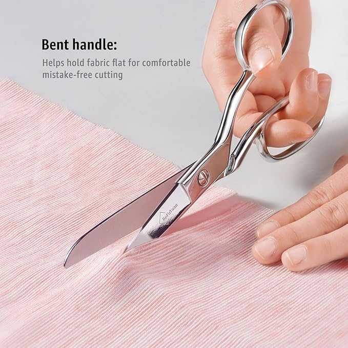 BoFuYuan Professional Stainless Steel Fabric Scissors 8 Inch Chrome Silver