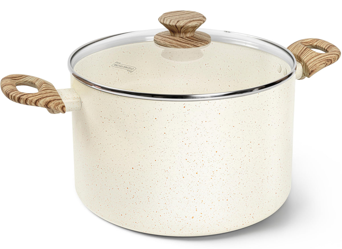 MICHELANGELO Nonstick Cooking Pot - 6 Quart Soup Pot with Lid for Family Meals, Non-Toxic Stockpot with Stay-Cool Handles, Induction Ready, Easy Cleanup, PFOA & PFOS Free
