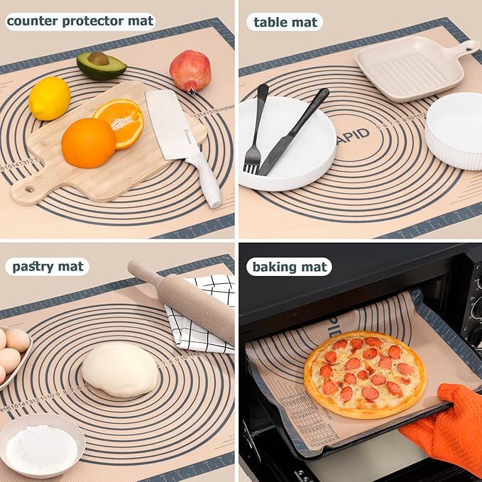 Sapid Thick Silicone Pastry Mat Baking Dough Rolling Extra Large 24" x 36"