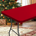 homing Rectangle Table Cloth Cover, Water-Resistant Polyester Elastic Fitted Tablecloth, Fits for 6 Foot Folding Tables, Washable Table Protector for Picnic, Camping, Outdoor (Red, 36" x 72")
