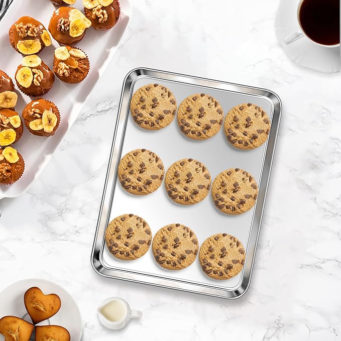 Homikit 1 Pack Mini Stainless Steel Baking Sheet, Non Stick