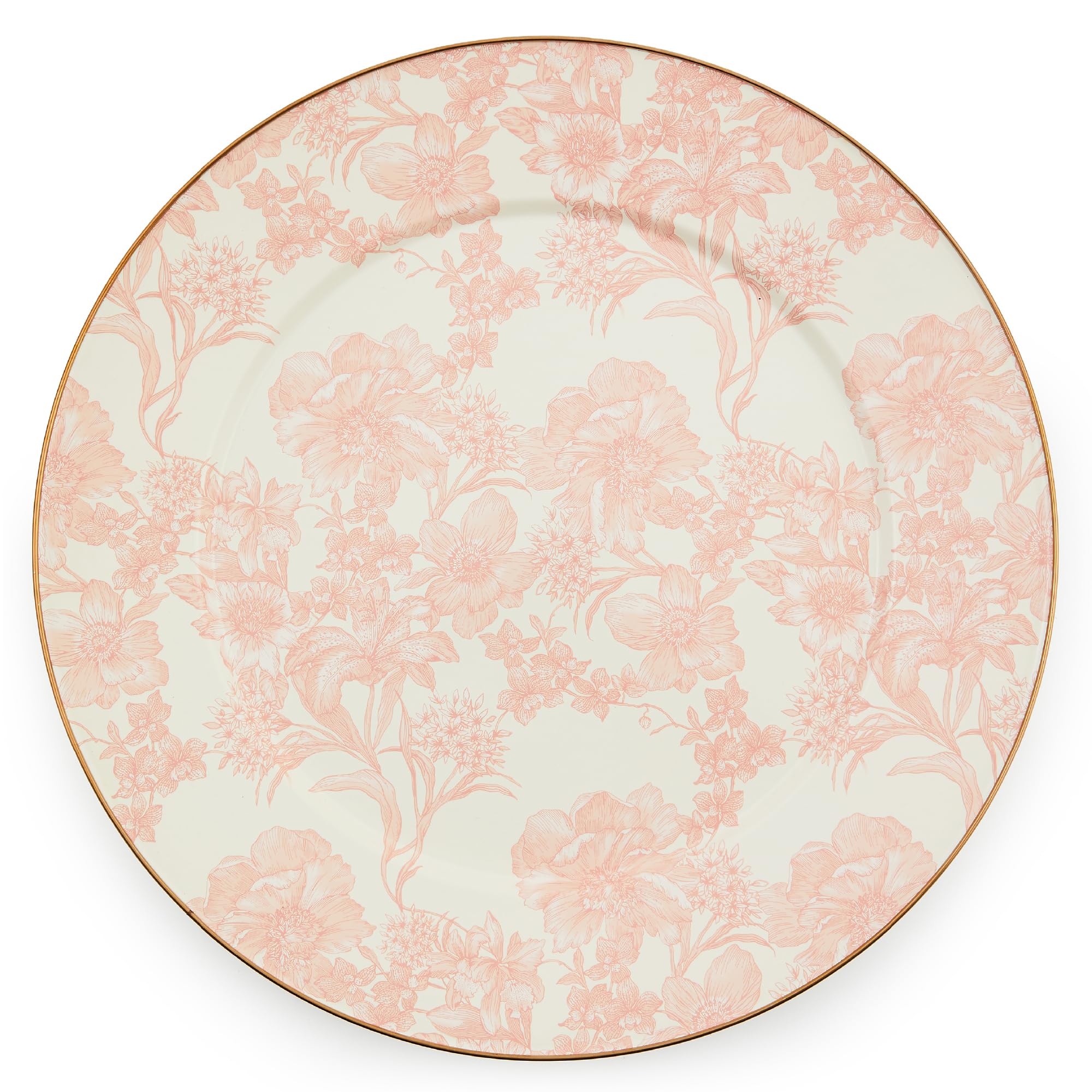 MACKENZIE-CHILDS Enamel Serving Platter, Decorative Serving Platter for Food, 16 Inches, Rosy English Garden