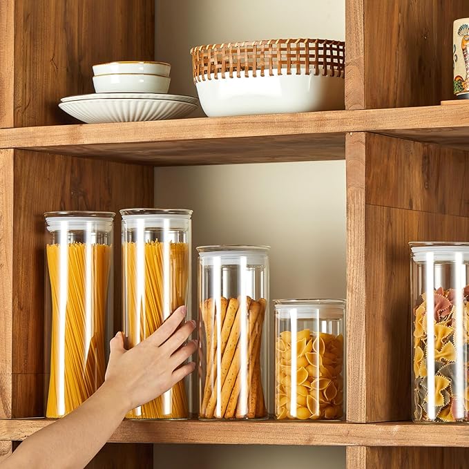 ZENS Glass Canisters with Airtight Lids, Set of 2 50oz Tall Storage Jars