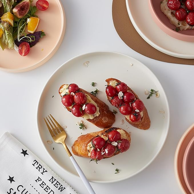 Stone Lain Stella Dinner Plate 6-Piece Set, Round, Porcelain, Cream