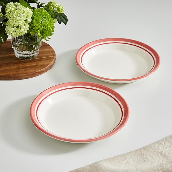 Portmeirion Potter's Stripe Salad Plate - Red, Set of 4