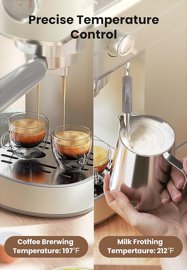 Gevi 20Bar Espresso Machine,Compact Coffee Maker with Adjustable Steam Wand