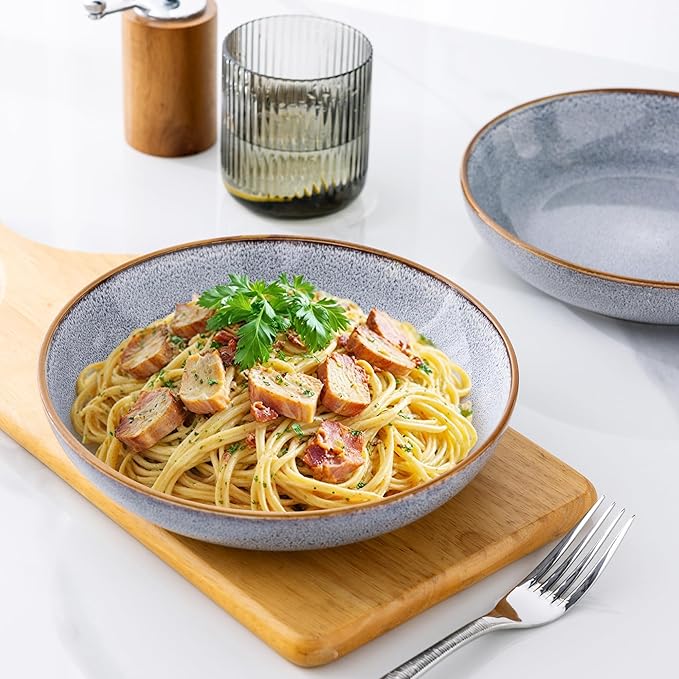 AmorArc 8.5’’ Ceramic Pasta Bowls Set of 4, 36oz Large Stoneware Bowls Set