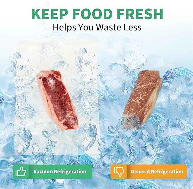 VanruVida Vacuum Sealer Bags,10” x 14” 50 Count for Food Saver,Commercial Grade Textured,BPA Free,Heavy Duty,Great for Vac Storage,Freezer, Meal Prep or Sous Vide